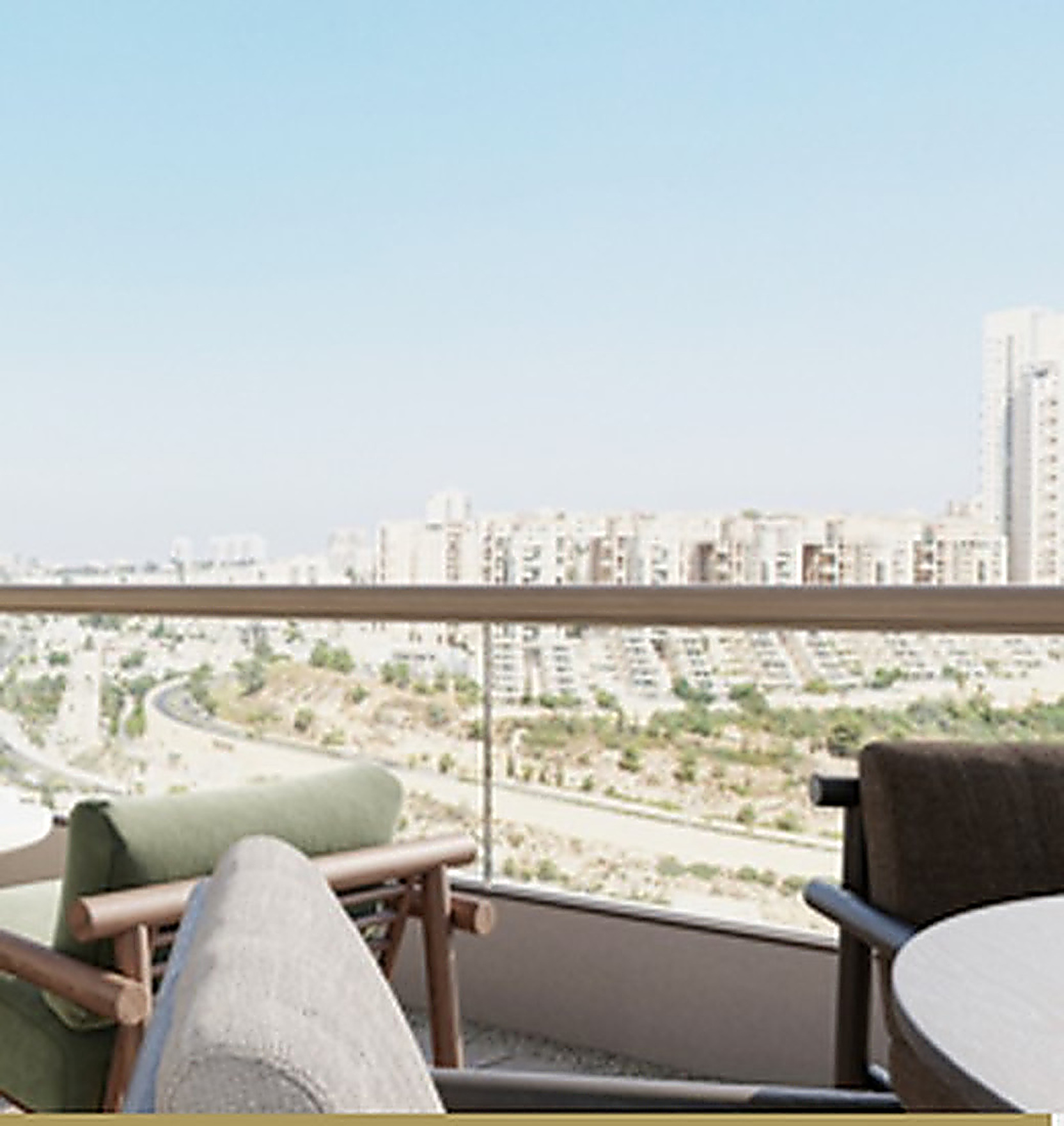Private balcony with neighborhood view