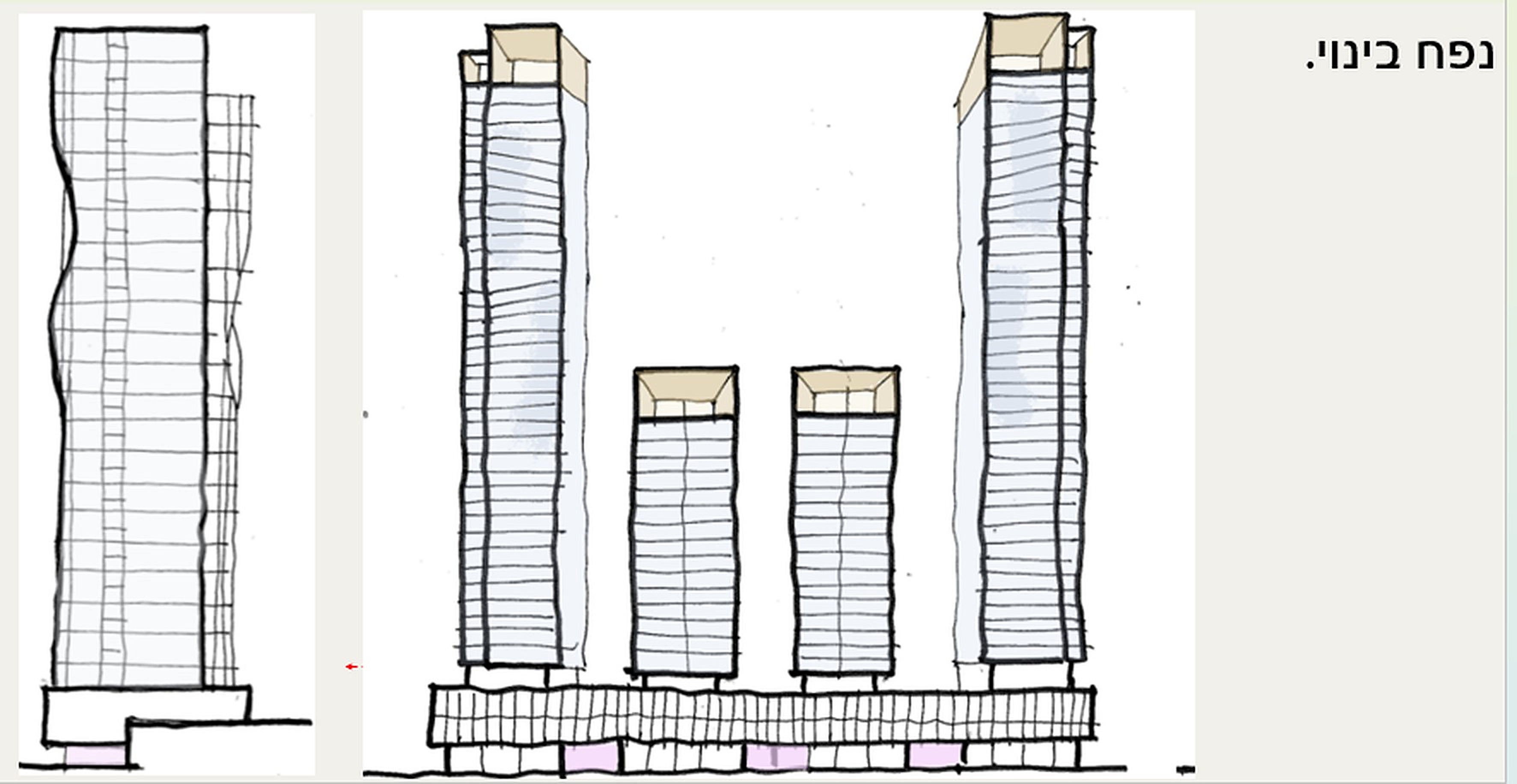 Architect's concept sketches of the towers
